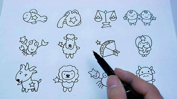 十二星座专属简笔画,关键简单好看孩子用得上,儿童简笔画视频