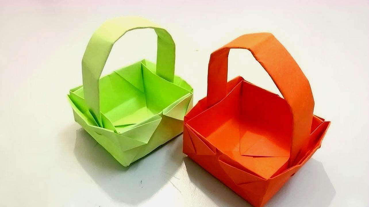幼儿园手工折纸作业:教小朋友折纸艺小篮子,适合小朋友